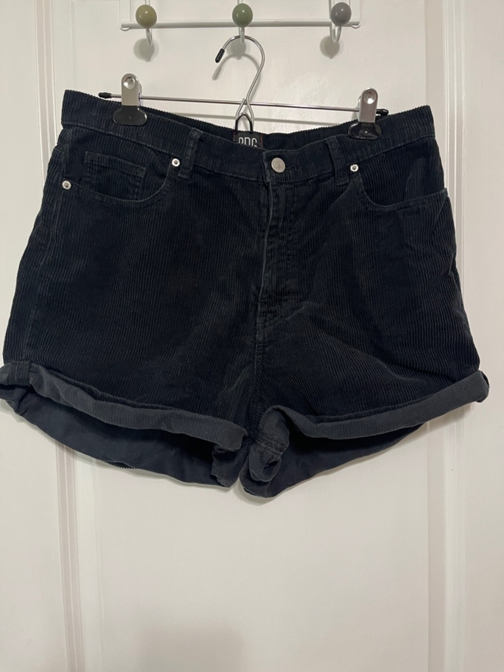 BDG Black Corduroy High-Rise Roll Cuff Shorts Sz 31